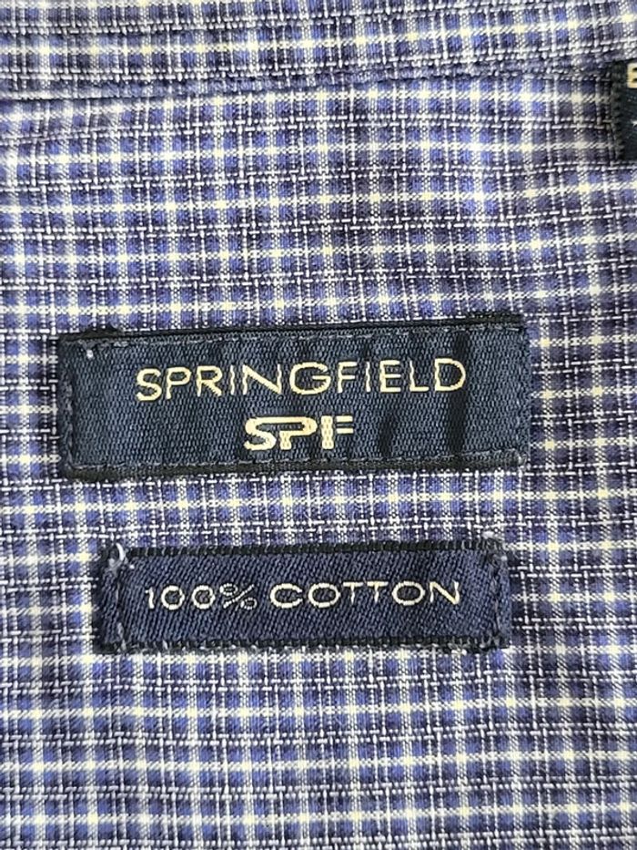 Chemise à petits carreaux bleu blanc Springfield Taille M/3 - photo numéro 8