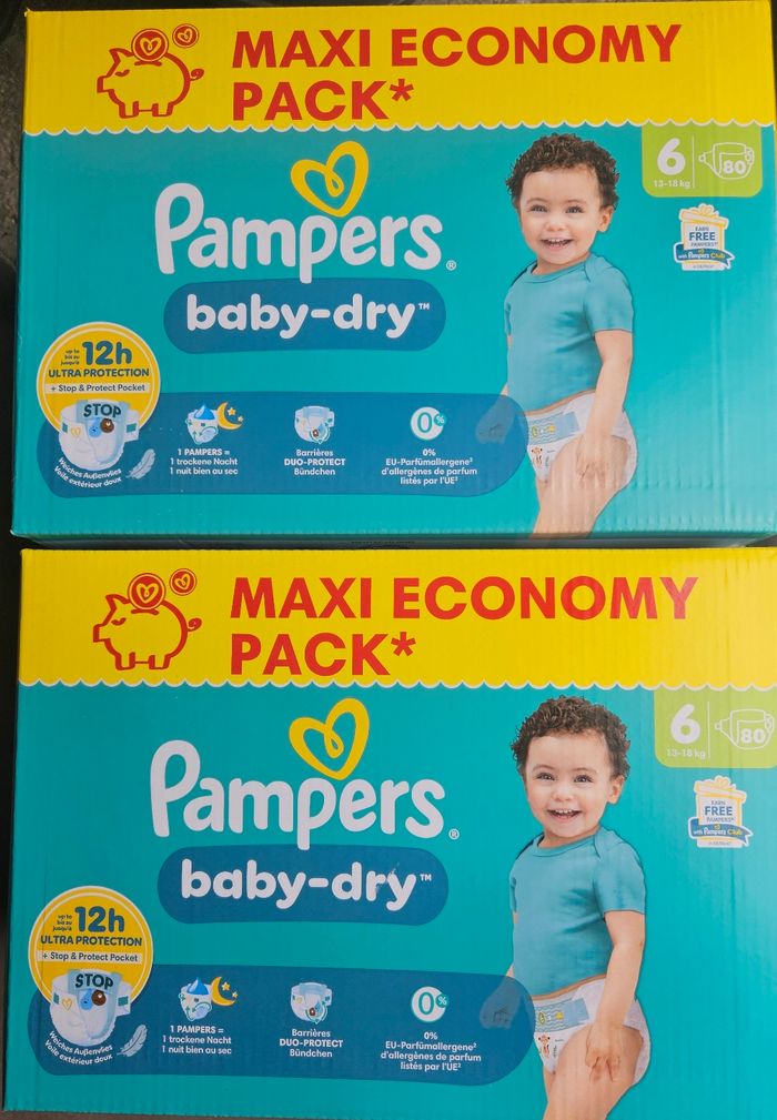 2 cartons de couches pampers taille 6