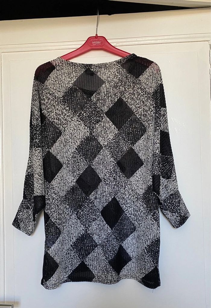 Blouse très léger New Look M/L losanges gris noirs - photo numéro 3