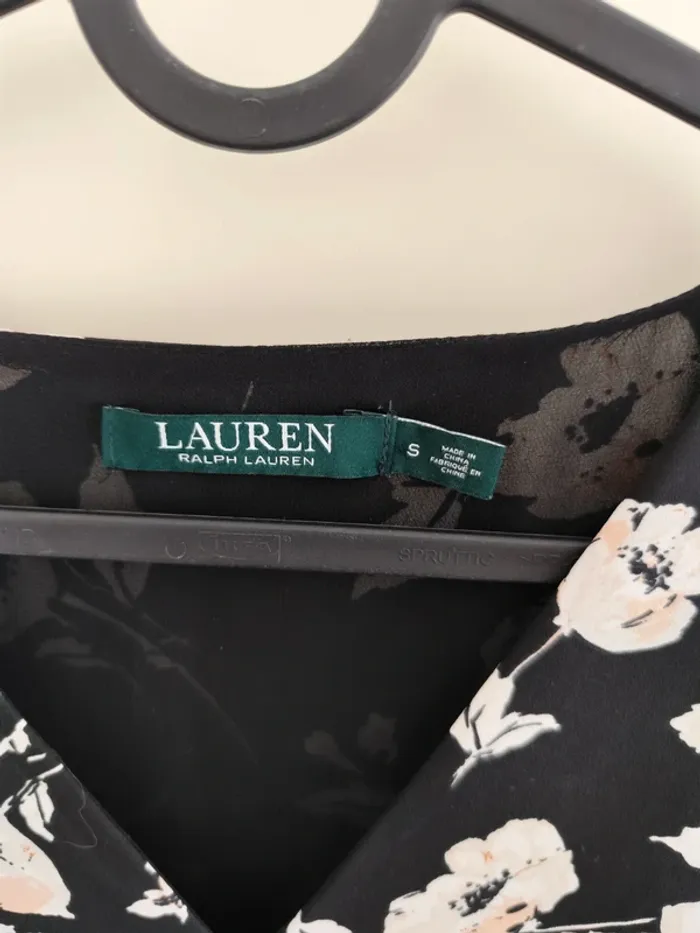 Superbe robe d'été évasée Ralph Lauren noire motifs fleuris S/M - photo numéro 8