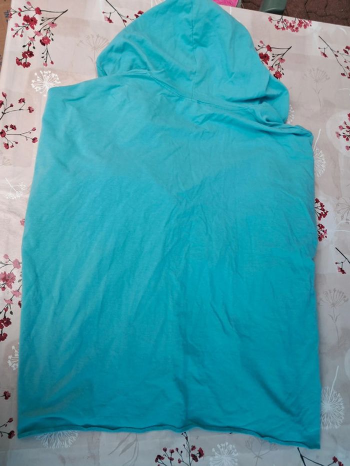 Jolie et légère veste à capuche en coton bleu clair avec fermeture eclair - T 42/44 - Made in Italy - photo numéro 3