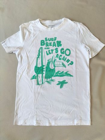 T-shirt manches courtes blanc et vert - 12 ans - In extenso 