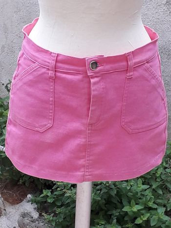 Mini-jupe jean rose
