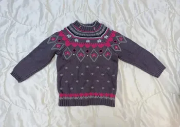 Pull gris et rose épais manches longues 4 ans 104 cm Orchestra