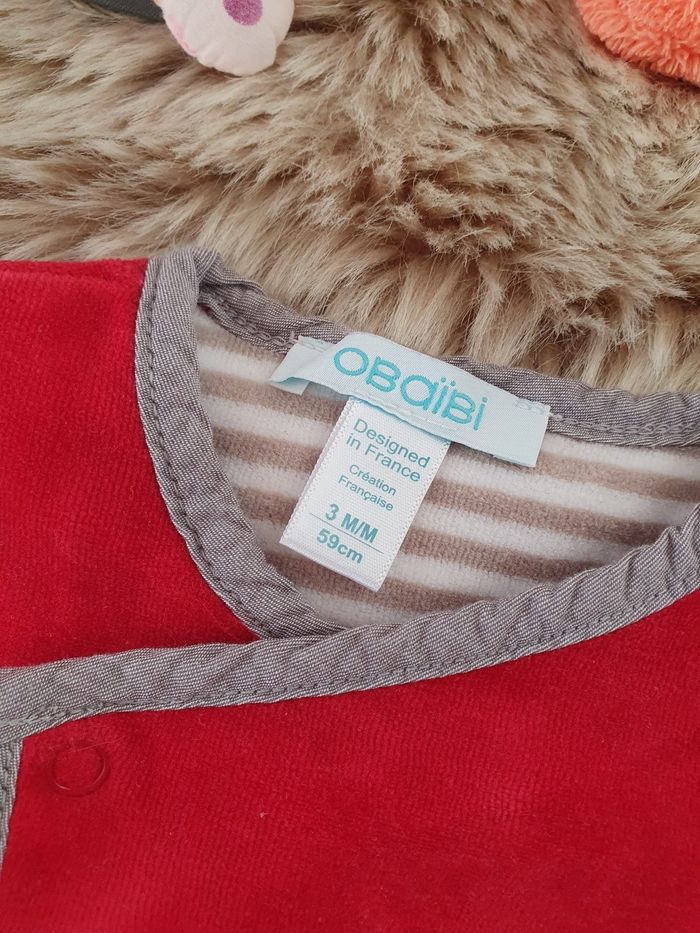 Pyjama garçon rouge obaibi 3 mois - photo numéro 2
