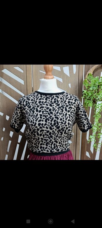 Top court léopard Vintage mérinos /  taille S