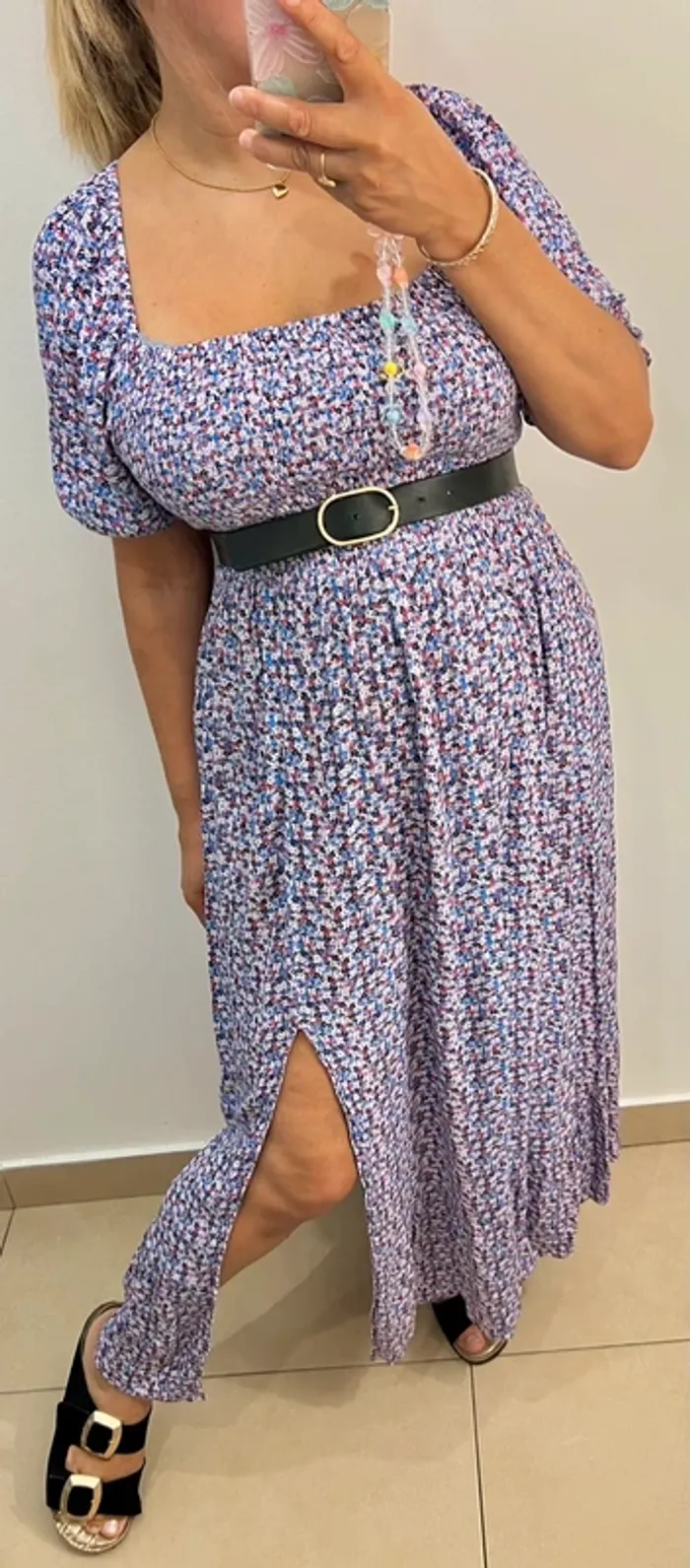 Robe longue floral fendu Taille M - photo numéro 2