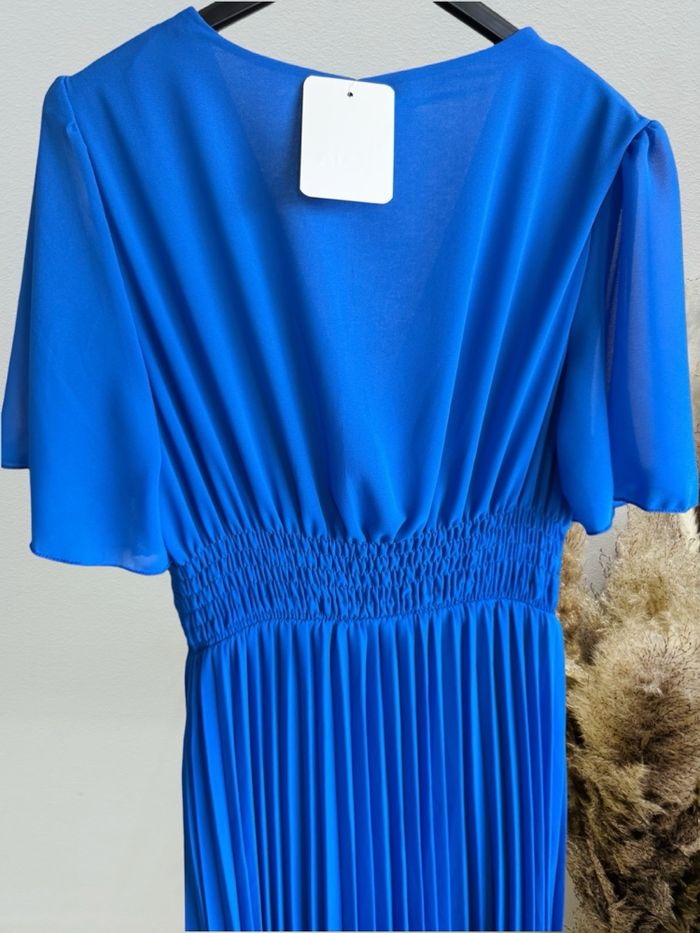 Superbe robe longue plissée femme TU 36/40 bleu roi - photo numéro 4