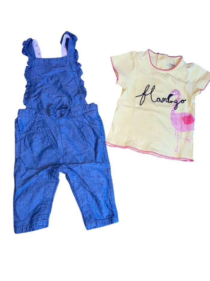 Ensemble salopette tee shirt 9 mois