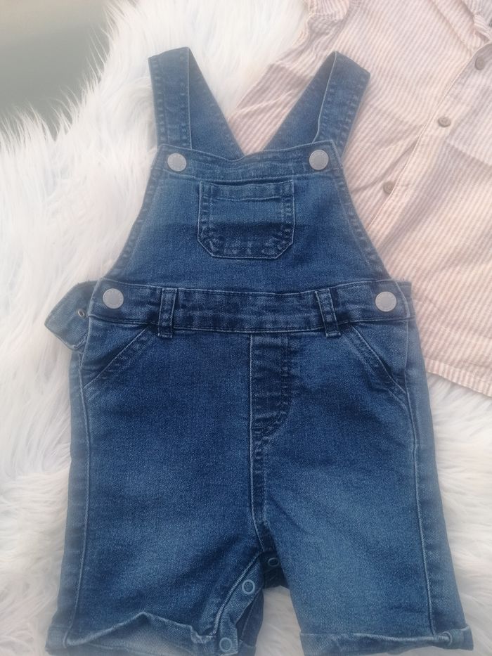 Ensemble garçon 2ans chemise lin et short à bretelles - photo numéro 2