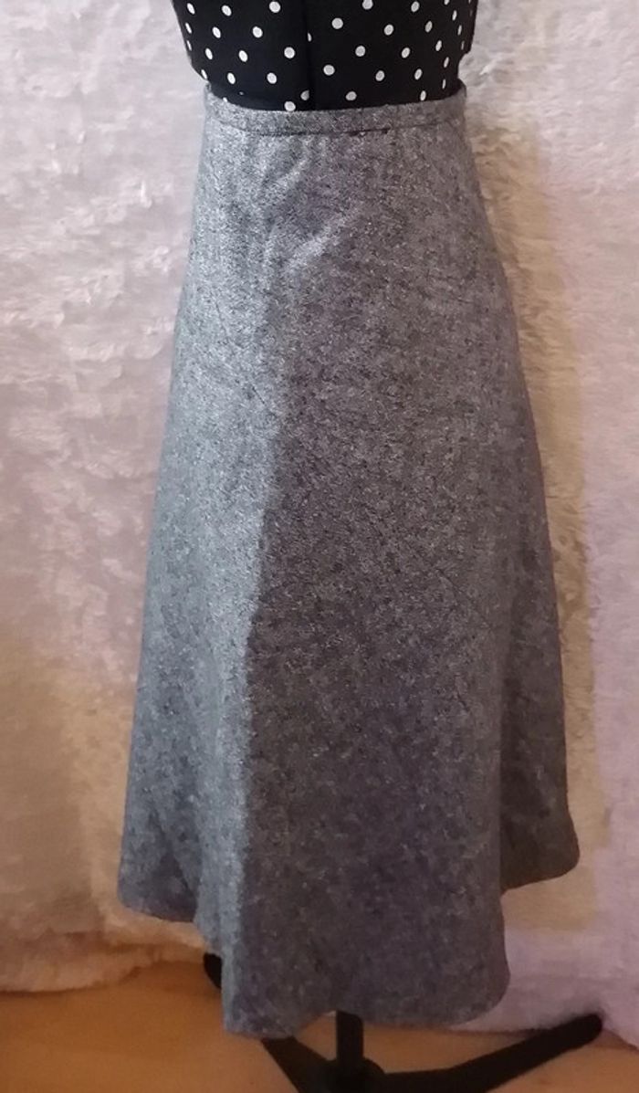 Jupe mi-longue grise type laine Autre ton - photo numéro 6
