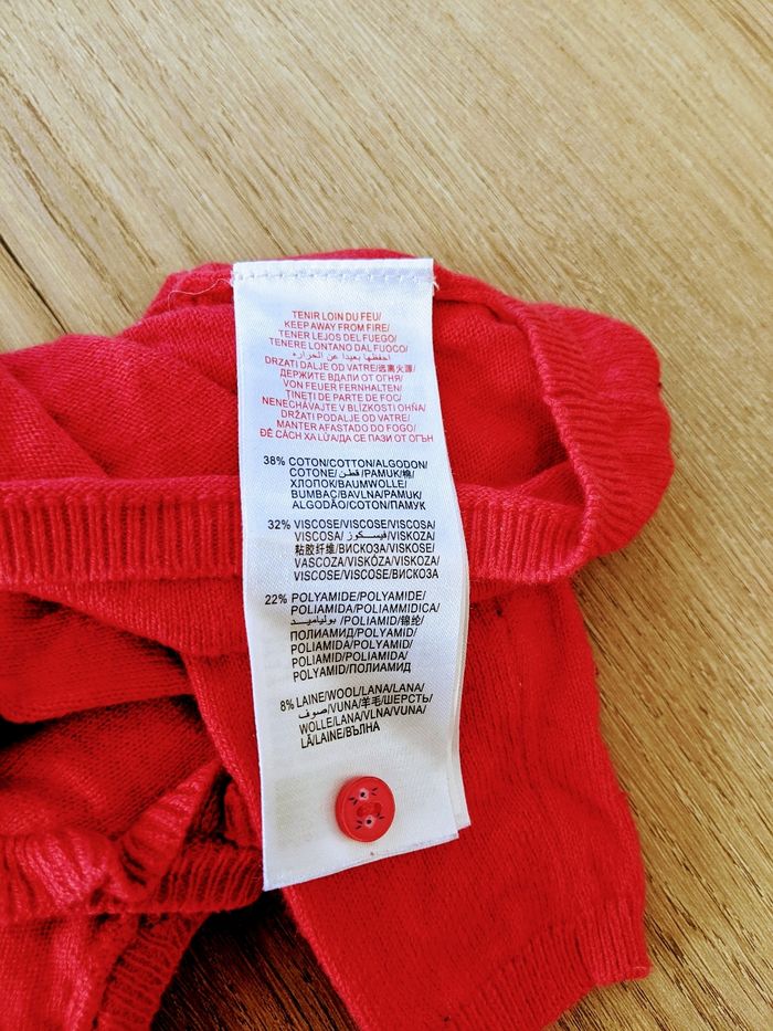 Gilet cardigan rouge sergent major 12 mois 74 cm laine et coton - photo numéro 4