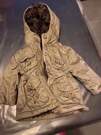 Manteau kaki avec fermeture éclair et capuche sergent major 2 ans