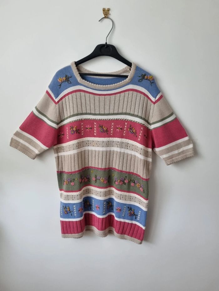 Top en coton brodé coloré vintage - photo numéro 8
