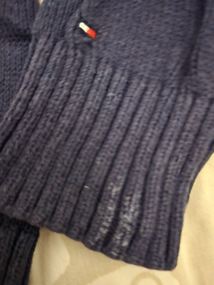 🌟 Pull col camioneur full zipp bleu marine Tomly Hilfiger enfant - Taille 8/10 ans 🌟 - photo numéro 5