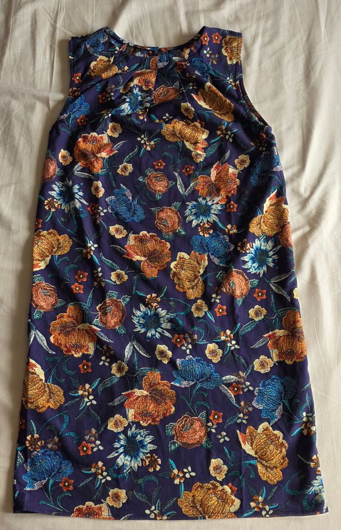 Mango Robe Courte Fluide Fleurie Violet Très bon état XS