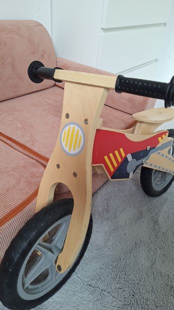 Draisienne en bois, vélos, moto 