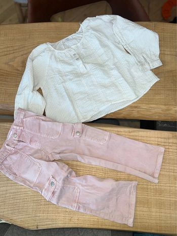 Ensemble fille Zara pantalon cargo pattes deph chemise blouse 3-4 3 4 ans