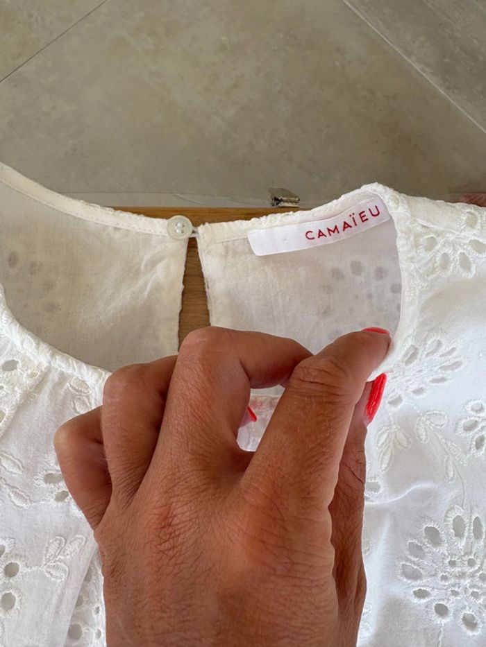 Robe blanche broderie anglaise Camaïeu XS - photo numéro 2