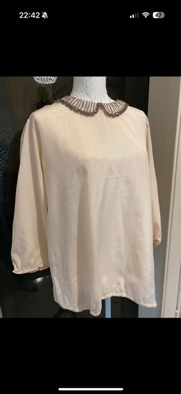 Blouse rose avec col strass T46 - photo numéro 2