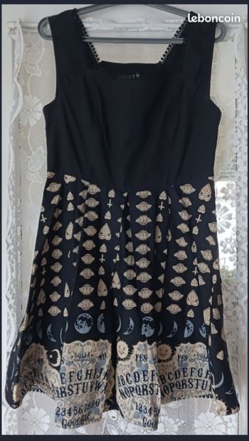Robe Gothicana by EMP, évasée - beige, noir