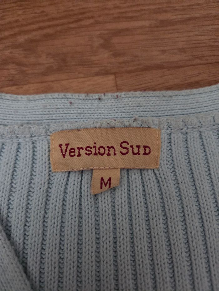 Gilet côtelé bleu pastel manches courtes Taille 38 ( M ) - photo numéro 3