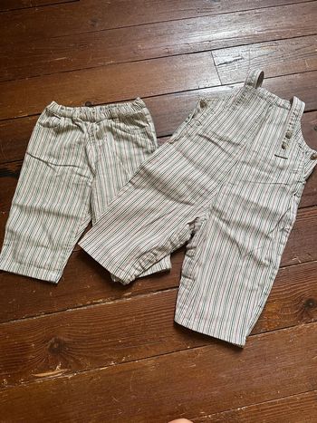 Lot pantalon+ salopette Bout’chou 6 mois rayé