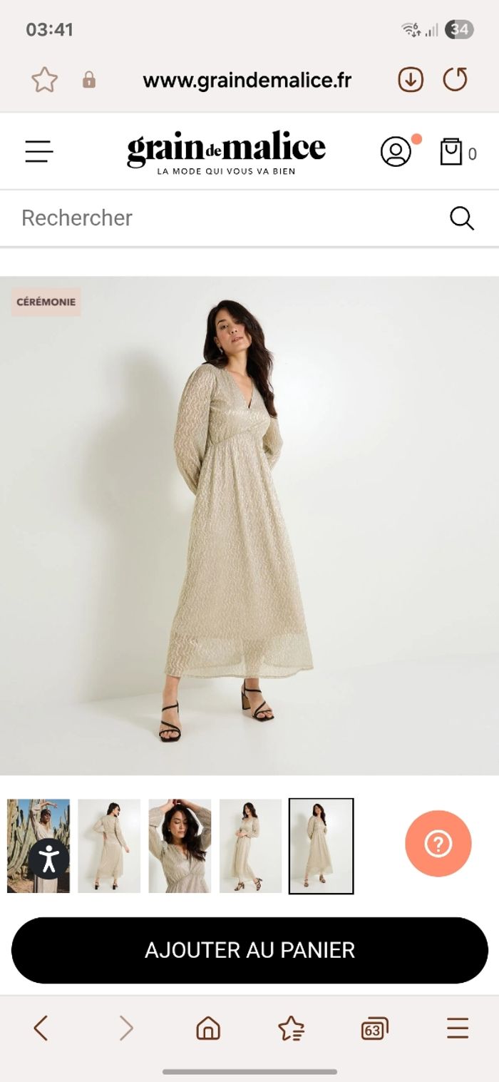 Robe de cérémonie dorée – Grain de Malice – Taille 40 💫 - photo numéro 3