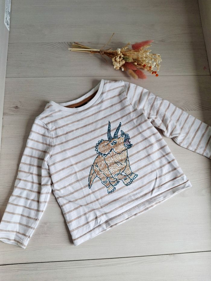 T-shirt manches blanc marron longues Sergent Major 3 ans - photo numéro 2