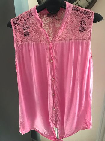 Tunique rose sans manches dentelle