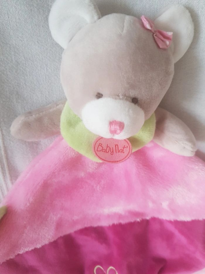 Doudou plat rose  ourson Baby nat - photo numéro 4
