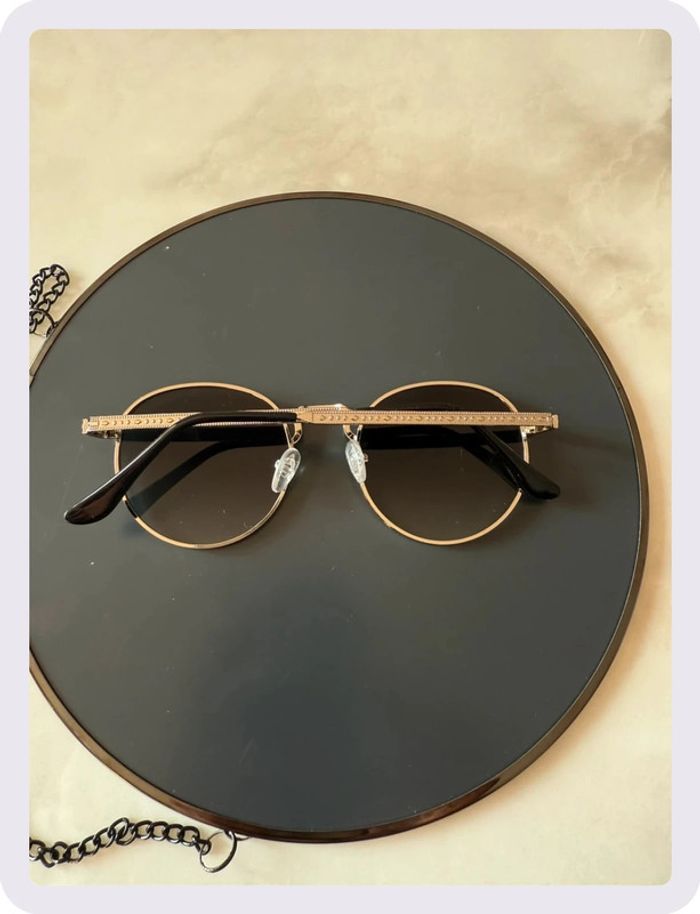 Lunette de soleil ronde noire argenté - photo numéro 2