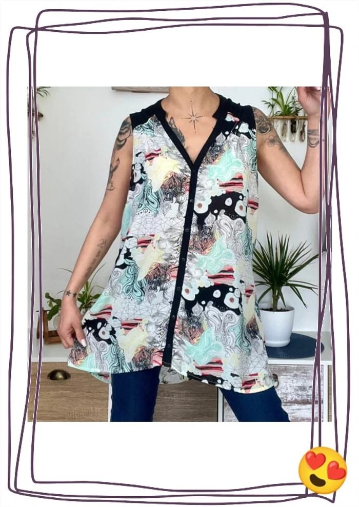 Blouse longue , tunique sans manches taille 50 - modavista - photo numéro 2