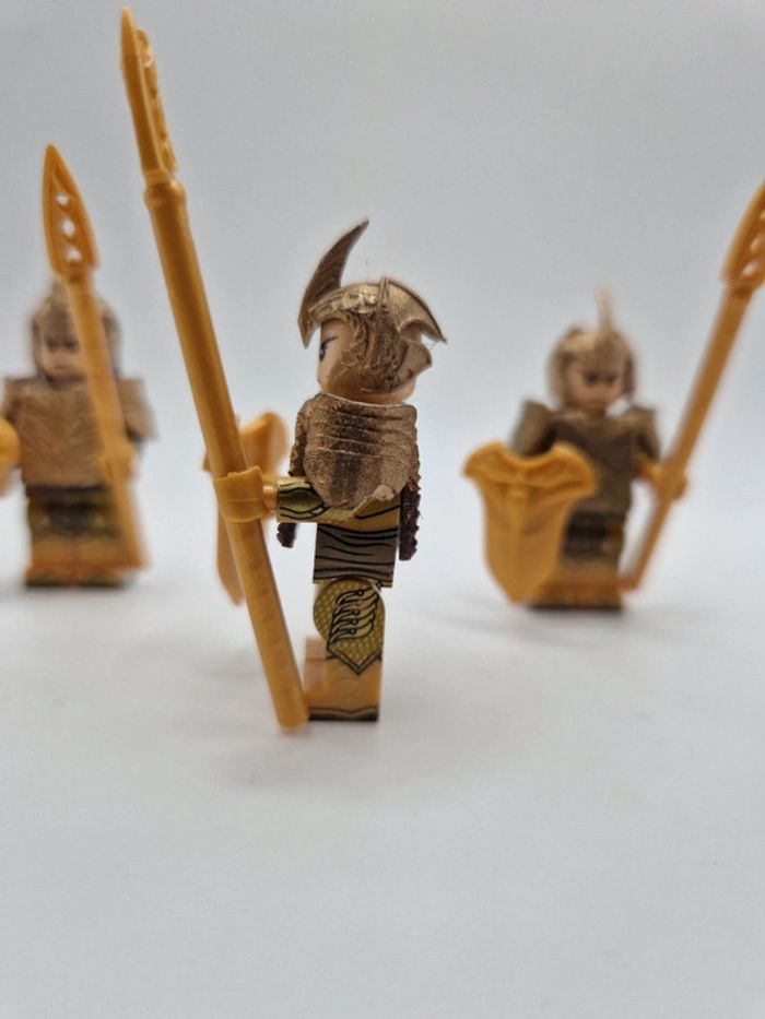 Figurines type lego 3 guerriers elfes custom 3d résine seigneur des anneaux - photo numéro 5
