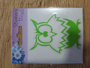 sticker autocollant chouette hibou couleur verte - neuf emballé