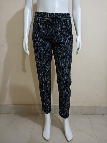 pantalon imprimé noir bleu et blanc Taille 38 Fait par une couturière Neuf