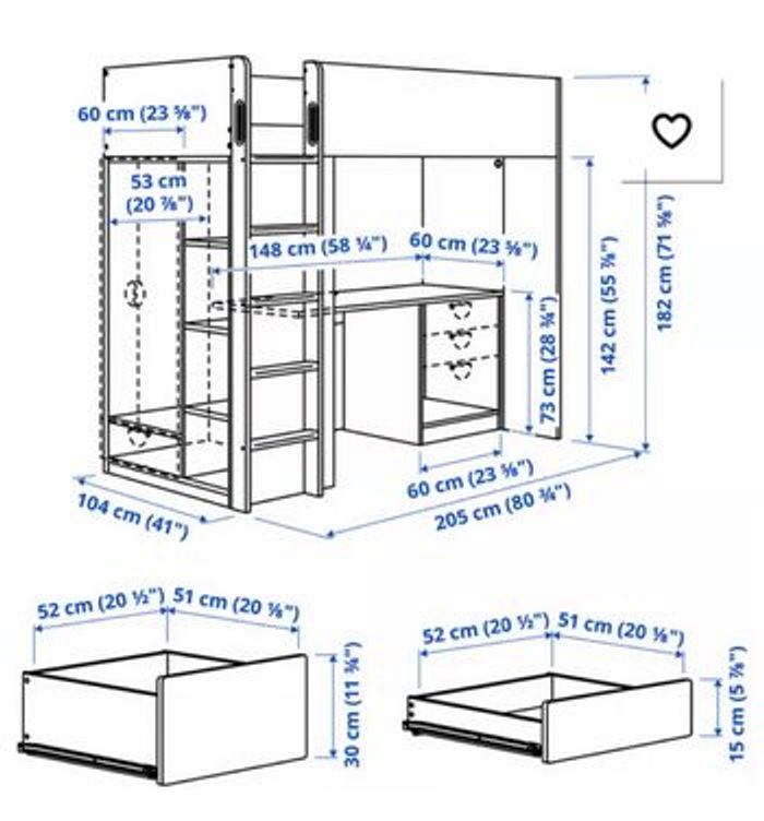 Lit mezzanine superposé avec armoire et bureau intégrés IKEA - photo numéro 5