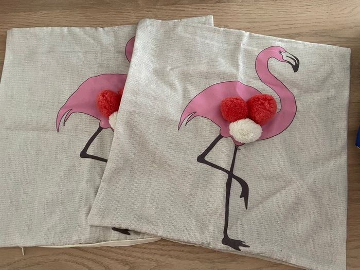 Housse de coussin flamant rose x2