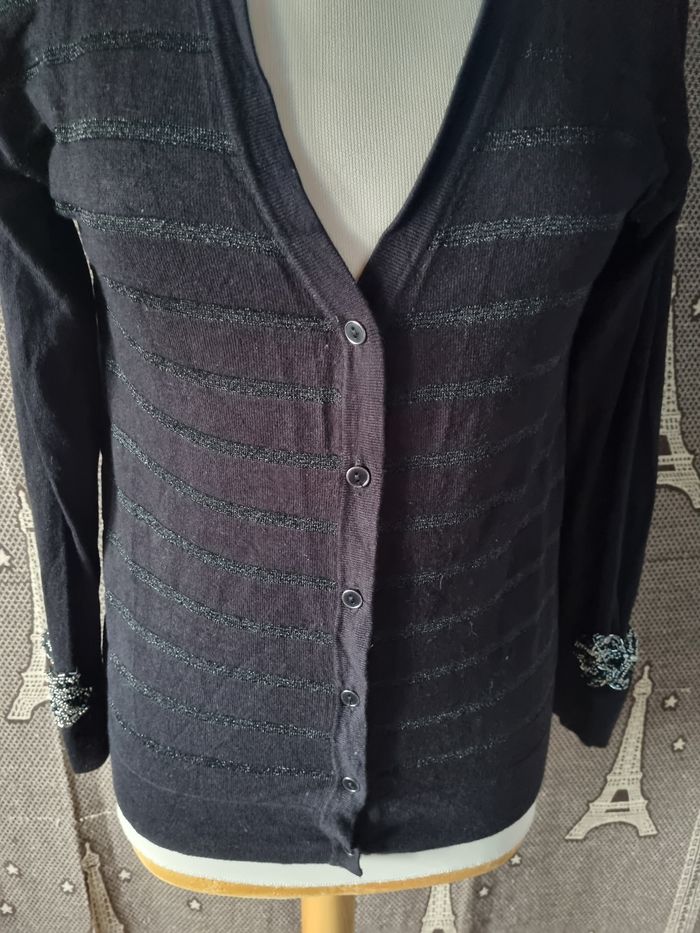 Gilet noir à rayures pailleté taille M - photo numéro 2