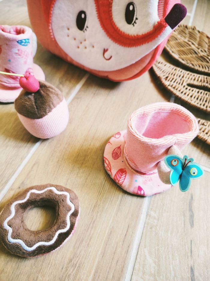 🦊Dinette panier sac Alice la renarde et son service à thé en tissu- peluche marque Lilliputiens - photo numéro 2