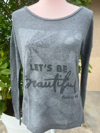 T shirt manche longue gris