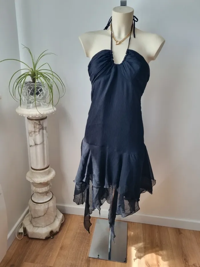 Robe longue noir asymetrique année '90 - photo numéro 5