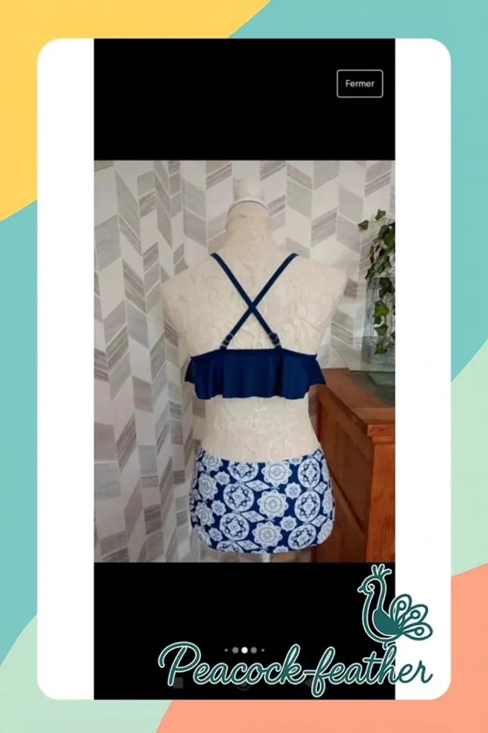 Maillot de bain bleu femme 38 culotte haute - photo numéro 14