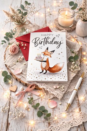 Enveloppe rouge + carte anniversaire - excellent état