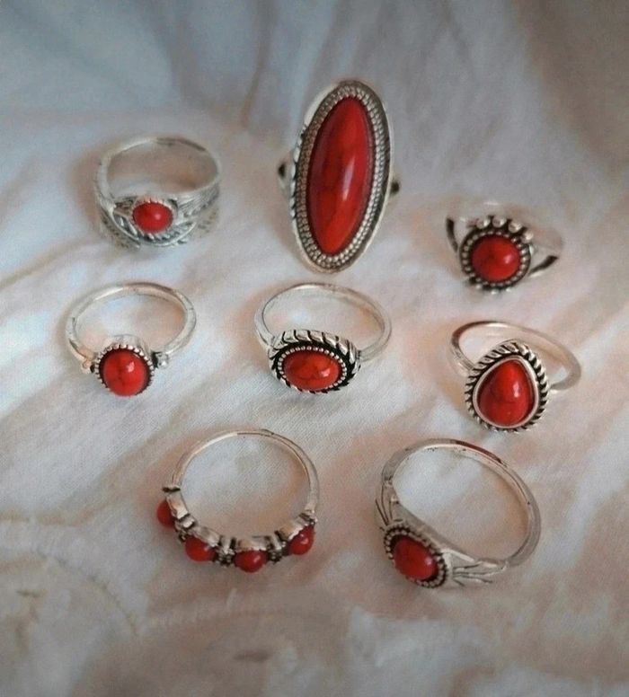 A36 Lot de 8 bagues bohème rétro diverses taille neuve - photo numéro 2