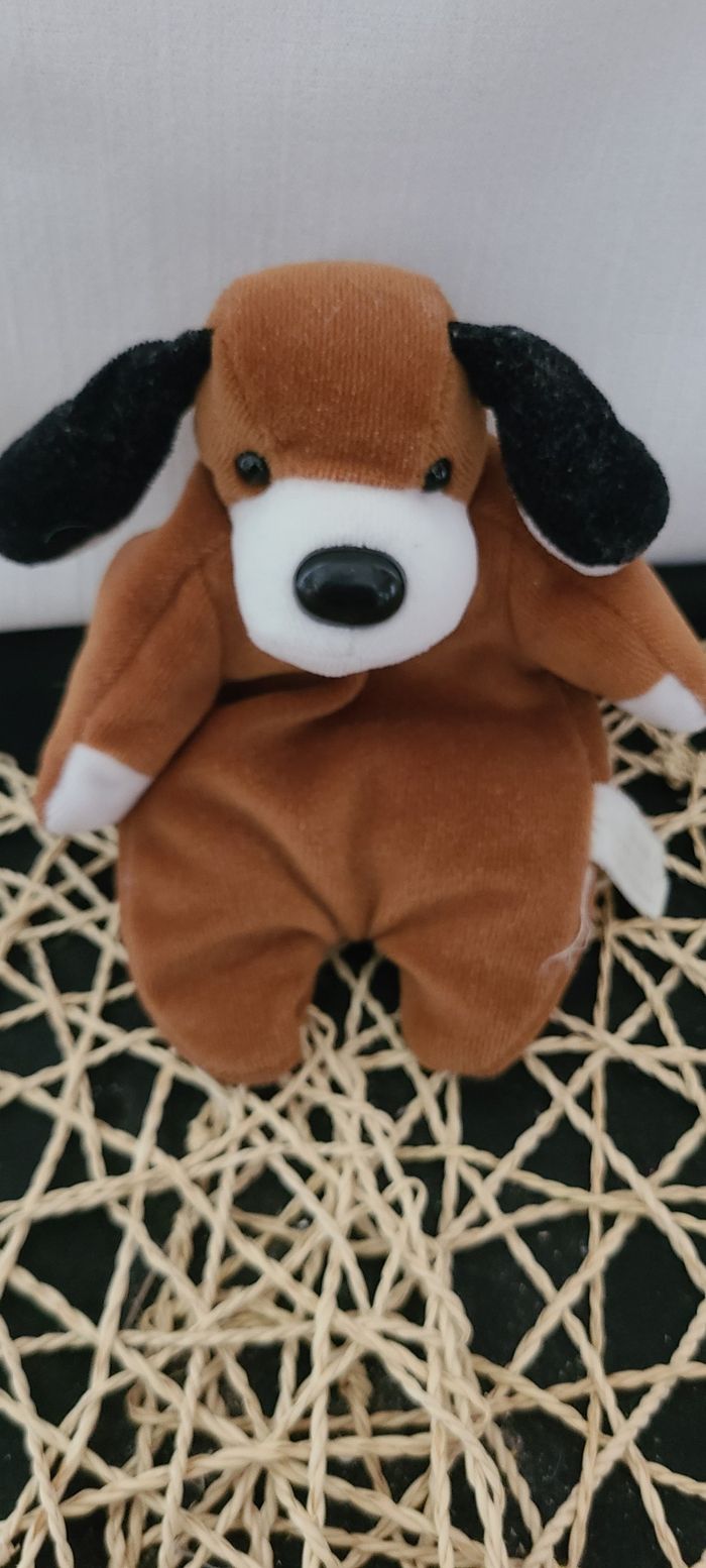 Peluche chien marron, blanc - photo numéro 3