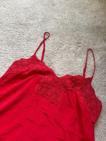 Débardeur rouge dentelle soie taille M