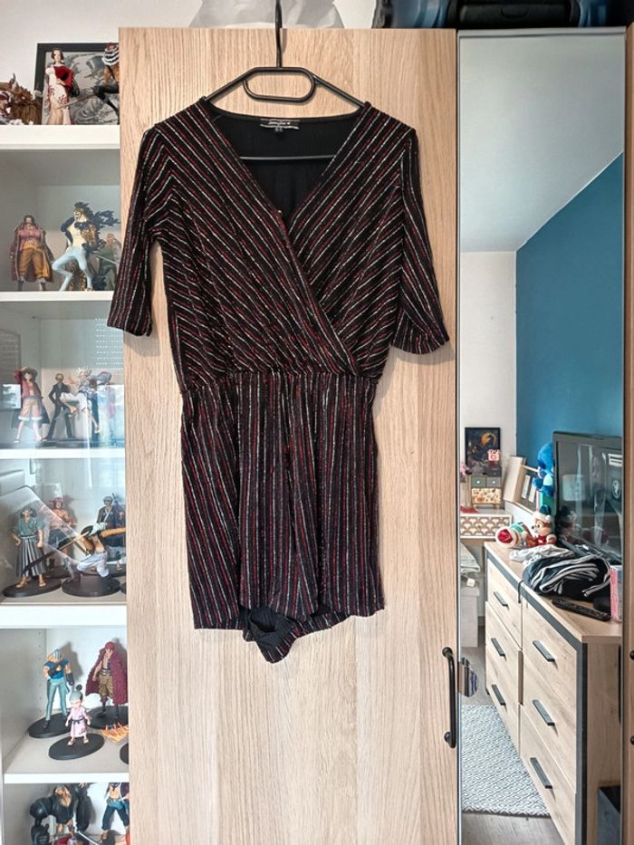 Combi-short noir pailleté argent et rouge neuf Jennyfer - Taille S 36 - photo numéro 2