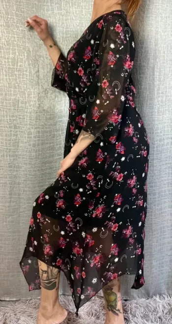 Robe longue manches 3/4 taille 38 - cache cache