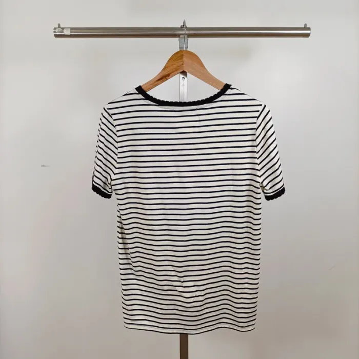 T-shirt rayé col contrasté bleu marine noir et blanc – WE – taille M A1271 - photo numéro 6